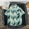 Camisa Estampada de Gato Estilo Japonés para Hombre, Marca de Verano de Moda, Elegante Camisa Holgada de Manga Corta, Chaqueta Delgada Casual de Celebridad de Internet Juvenil