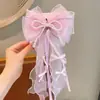 Pinza para el pelo de cinta de perlas elegante estilo coreano para niños, pinza para coleta de chica súper de hadas, pinza superior de malla