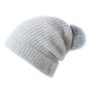 Gorro de Cachemir para Mujer 100% Cachemir Puro Otoño e Invierno Nuevo Hilo de Tres Hebras Pompón Engrosado Protege Orejas Tejido Cálido