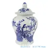 Porcelana Azul y Blanca de Jingdezhen Rojo Bajo Esmalte "Doble Felicidad" Tarro General Sala de Estar Boda Jarrón Adorno Decorativo Cerámica Regalo de Negocios