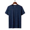 Camiseta de manga corta de seda de hielo para exteriores para hombre, verano, fina, casual, deportiva, secado rápido, camiseta corta, bordado en relieve de tablero vacío de cuatro agujas y seis hilos