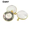WT-JN266 color reflectante patrón espiral natural concha blanca redondo colgante collar de cuentas chapado en oro de 18 quilates