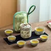 Juego de Té de Viaje Ruyao Die Lian, un Juego Completo con Empaque Bordado, Exquisito Juego de Té, Juego de Té Kung Fu Portátil para Regalo