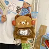 Novos Fones de Ouvido Fofos de Desenho Animado Mochila de Pelúcia Guaxinim Bolsa de Ombro Peluda Boneca Menina Gato Menina Doce Bolsa Pequena Transversal
