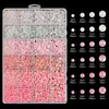 Caja de 24 compartimentos de fondo plano con perlas de imitación AB, diamantes de resina de fondo plano AB, kit de parches de joyería DIY para uñas y funda de teléfono