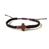 Pulsera de Mano Tejida a Mano con Cruz Turquesa de Venta Caliente Transfronteriza, Cuerda de Mano Tejida a Mano, Pulsera Ajustable Unisex para Pareja, Tobillera de Playa