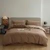 Juego de cuatro piezas de ropa de cama cepillada de algodón puro, simple y de alta gama, sábana y funda de edredón de algodón puro, juego de tres piezas para primavera, otoño, invierno, nuevo modelo 2026