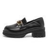 Mocasines Casuales Retro Augu Shiden para Mujer 2026 Nuevo Estilo Otoño Tacón Grueso Zapatos de Piel Zapatos de Moda