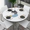 Toalha de Mesa de PVC Estilo Escandinavo Impermeável e à Prova de Óleo Toalha de Mesa Plástica Redonda Simples Hotel Textura de Couro Sintético Tapete de Mesa