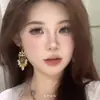 Pendientes de Borlas de Alta Gama y Elegantes, Estilo Europeo y Americano Vintage, Aretes de Botón de Gota de Agua Desgastada Que Realzan la Apariencia del Rostro