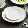 Novo Conjunto de Tigelas e Pratos Luxo Leve Cerâmica Louça Restaurante Tigela Pétala Hotel Especial Galvanoplastia Prato Irregular Simples