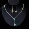 Brillante Collar de Diamantes Pendientes Novia Joyería de Boda Cadena de Garra de Moda Accesorios para Vestido de Banquete de Recién Casados Venta Directa de Fábrica