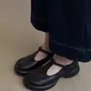 Zapatos Mary Jane de punta redonda y suela gruesa para mujer, nuevo estilo verano y otoño 2026, zapatos casual retro versátiles de cuero negro