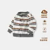Cardigã de Malha Listrado Infantil Outono e Inverno Novo Estilo Suave Amigo da Pele Casaco Suéter para Meninos e Meninas Blusa Listrada Estilosa