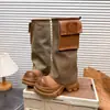 Botas de montar altas hasta la rodilla Melard de suela gruesa para mujer, botas western de caña alta estilo retro adelgazantes para mujer