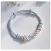Pulsera Roja de Hilo Tejida a Mano con Flor de Durazno para Mujeres y Hombres, Se Puede Usar con Accesorios de Cuentas de Transferencia Doradas