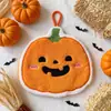 Toalhas de mão de flanela coral com tema de abóbora e fantasma para Halloween, transfronteiriças, grossas e absorventes, para uso na cozinha e no banheiro