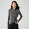 Bai Cai Veludo Cashmere 2026 Outono/Inverno Nova Coleção Suéter de Meio Zíper Listrado Estilo Coreano Tricô Base Tricô Trançado