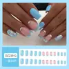 Venta Caliente Transfronteriza Azul y Rosa Estrella Diamante Uñas Postizas Desmontables, Uñas Portátiles de Moda y Estilo, Pegatinas para Uñas Terminadas de 24 Piezas
