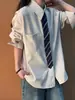 Camisa Masculina de Outono com Design Patchwork, Gravata Falsa, Manga Longa, Camada Base para Ternos, Roupa Interna para Camadas, Roupa Externa Masculina