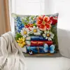 Amazon Cesta de Flores Estilo Pastoral Primavera e Verão Capa de Almofada Floral Almofada de Sofá Tulipa Capa de Almofada Curta de Pelúcia