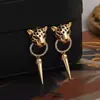 Aretes Colgantes de Cono con Cabeza de Leopardo Europeos y Americanos Personalizados, Nuevo Estilo, Elegantes Aretes de Moda para Mujer, Accesorios para Orejas Versátiles y con Estilo