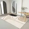 Alfombra Japonesa para Sala de Estar Estilo Wabi-Sabi, Antideslizante y Resistente a Manchas, Felpudo de Terciopelo de Cristal, Alfombra Imitación Sisal