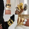 Pulsera Trendy de Patrón de Ola Irregular, Brazalete Liso Abierto, Suministro de Joyería de Gama Alta de Nicho para Comercio Exterior
