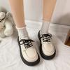 Mocassins 2023 Novo Retro Sola Grossa Estilo Universitário Salto Grosso Sapatos de Uma Sola Femininos Casuais Mais Fáceis de Combinar Sapatos Pequenos de Couro Britânicos Sapatos Femininos