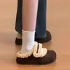 Zapatos Birkenstock Calientes con Forro de Lana para Mujer, Zapatos de Invierno Peludos sin Cordones, Mules Cerrados Antideslizantes, Zapatos Versátiles para Estar en Casa