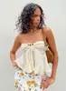 Verão 2023 Novo Estilo Europeu e Americano Amazon Off-shoulder Spice Girls Cor Sólida Colete Curto Top Sexy Sem Alças para Mulheres