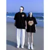 Camisetas de Verano de Manga Corta a Juego para Pareja, Hechas de Algodón Puro Peinado, con un Diseño Elegante, Nuevo Estilo de Moda