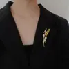 Broche Espiga de Trigo de Luxo Leve com Toque de Alto Padrão Corsage para Terno Masculino Alfinete de Lapela Cristal de Cevada Acessórios Decorativos para Roupas Feminino