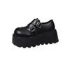 Mocasines de tacón oculto para mujer petite, nueva colección otoño 2026, estilo británico, marrones, retro, zapatos de cuero slip-on versátiles