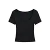 Ropa de Mujer al por Mayor Transfronteriza Estilo Europeo y Americano Verano 2026 Nuevo Color Sólido Sexy Ajustado Cuello Cuadrado Manga Corta Camiseta Top