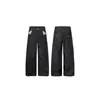 Jeans de Mezclilla Lavada Gris-Negro con Bordado Pequeño de Otoño Estilo Primavera/Otoño para Hombre Pantalones Básicos Sueltos Rectos de Pierna Ancha Populares