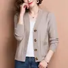 Cárdigan abrigo para madre de mediana edad para mujer 2023 Primavera y Otoño Nuevo suéter de punto exterior holgado de color liso estilo extranjero