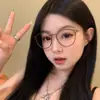 Gafas de Prescripción Color Té Liso Estilo Influencer para Mujer, Personalizables con Graduación, Diseño de Ala Pequeña Simple y Elegante, Estilo de Moda Tendencia