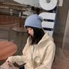 Chapéu de Lã Tricotado Estilo Japonês K-Style Outono e Inverno Versátil Quente Chapéu de Tricô Ins Tendência Chapéu de Pelo Circunferência da Cabeça Grande Chapéu para Frio