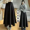 Moda Gestante Outono Inverno 2026 Novo Estilo Meia Saia Cintura Alta Linha A Barra Larga Saia Evasê Comprimento Médio Cobre Barriga Cobre Quadril Saia Emagrecedora
