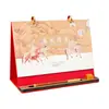 2026 Novo Criativo Couro Madeira Sólida Porta-Caneta Calendário Estilo Chinês Ilustração Calendário de Mesa Calendário Mensal Ornamento