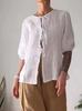 Roupas femininas transfronteiriças europeias e americanas, estação independente, moda casual, cor sólida, gola redonda, camisa com cadarço, cintura alta, calças largas, conjunto de duas peças para o verão