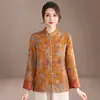 Jaqueta Estilo Chinês Primavera e Outono para Mulheres, Cardigã Botonê Fashion para Mulheres de Meia-Idade e Idosas, Novo Top Jacquard Elegante Estilo Chinês
