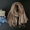 Lenço Fino de Algodão e Linho na Cor Linho, Estilo Intelectual Coreano, Xale de Viagem Elegante para Mulheres, Lenço de Seda Versátil e Estiloso para a Primavera