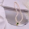 Colar de pérolas de água doce estilo coreano feminino, colar de zircão da moda, colar de pérolas de arroz retrô, corrente de clavícula simples