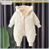 Macacão de bebê outono e inverno masculino e feminino inverno roupas acolchoadas de algodão moda simples romper com capuz romper
