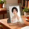 Porta-Retrato de Cristal de Vidro Transparente Porta-Retrato Vazio Suporte de Exibição Minimalista 56 polegadas 7 polegadas 8 polegadas 10 polegadas Porta-Retrato Personalizado para Atacado com Strass