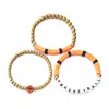 Novo conjunto de pulseiras de argila macia multicamadas transfronteiriço europeu e americano de 3 peças, joia souvenir versátil e da moda para o dia a dia