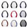 Camiseta de manga larga de algodón pesado de 320 g para mujer, otoño e invierno, cuello redondo, marca de moda para hombre, combinación de colores, hombro, camiseta básica, top