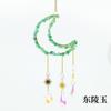 Atrapasueños de luna hueca de grava de cristal natural, colección de luces de jardín, joyería, colgante de prisma colgante, colgante de jardín